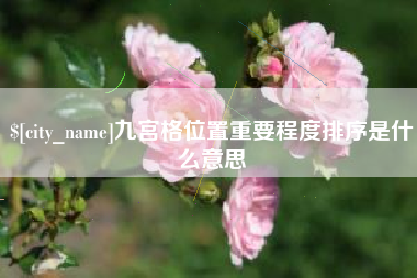 滨州九宫格位置重要程度排序是什么意思